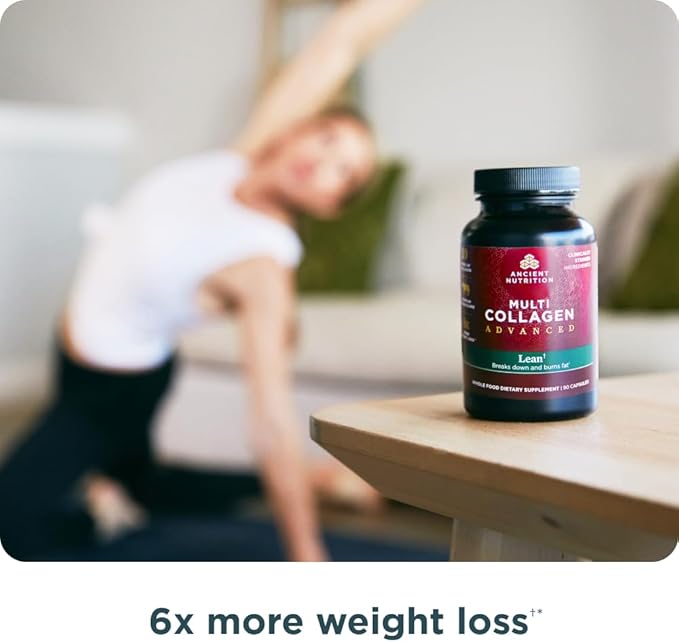 Ancient Nutrition Multi Collagen Advanced Lean with Probiotics, Hydrolyzed Collagen Peptides Supports Healthy Weight Loss and Fat Loss, 90 Count