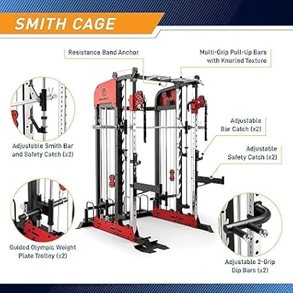 Marcy Pro Deluxe Smith Cage Home Gym System for Weight Training SM-7553