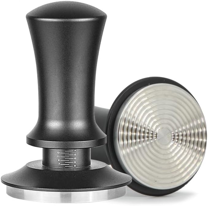 53mm Calibrated Spring-Loaded Espresso Tamper – Premium 30lb Palm Tamper with Flat Stainless Steel Base – Barista-Grade Portafilter Tool for 53mm Espresso Machines