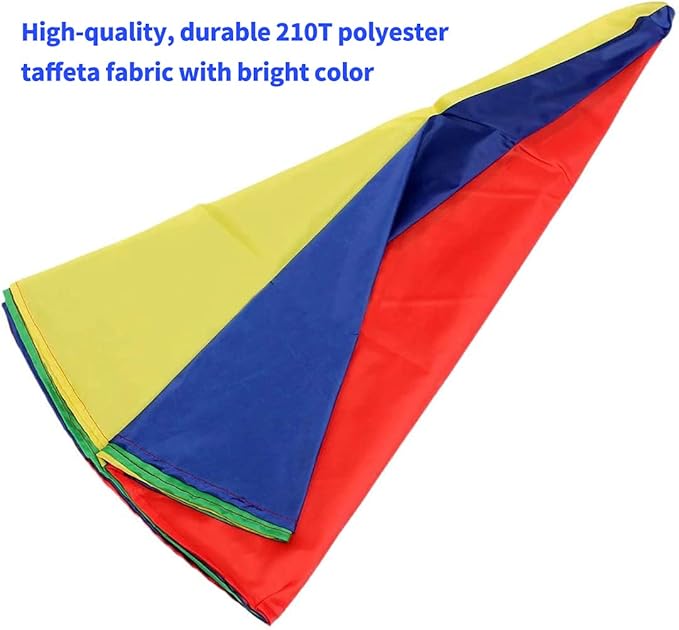 6.5ft/10ft/12ft/13ft/16.4ft/20ft Rainbow Parachute for Outdoor Party Games, Kids Play Parachute Group Cooperative Team Game Toys, Family Get-Together Entertainment