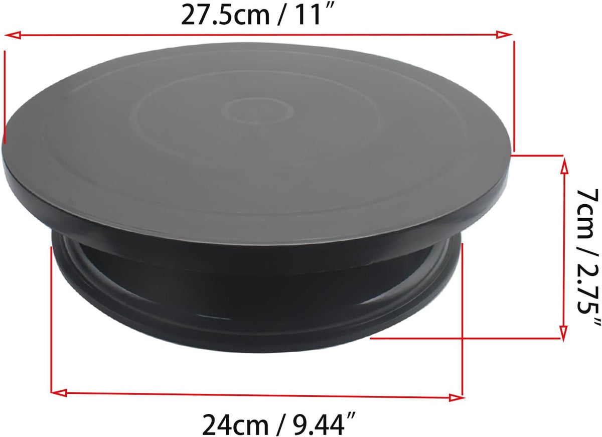 Cake Decorating Turntable 11 Inch Cake Turntable Anti-Slip Rotating Cake Stand for Decorating(1pcs Black)