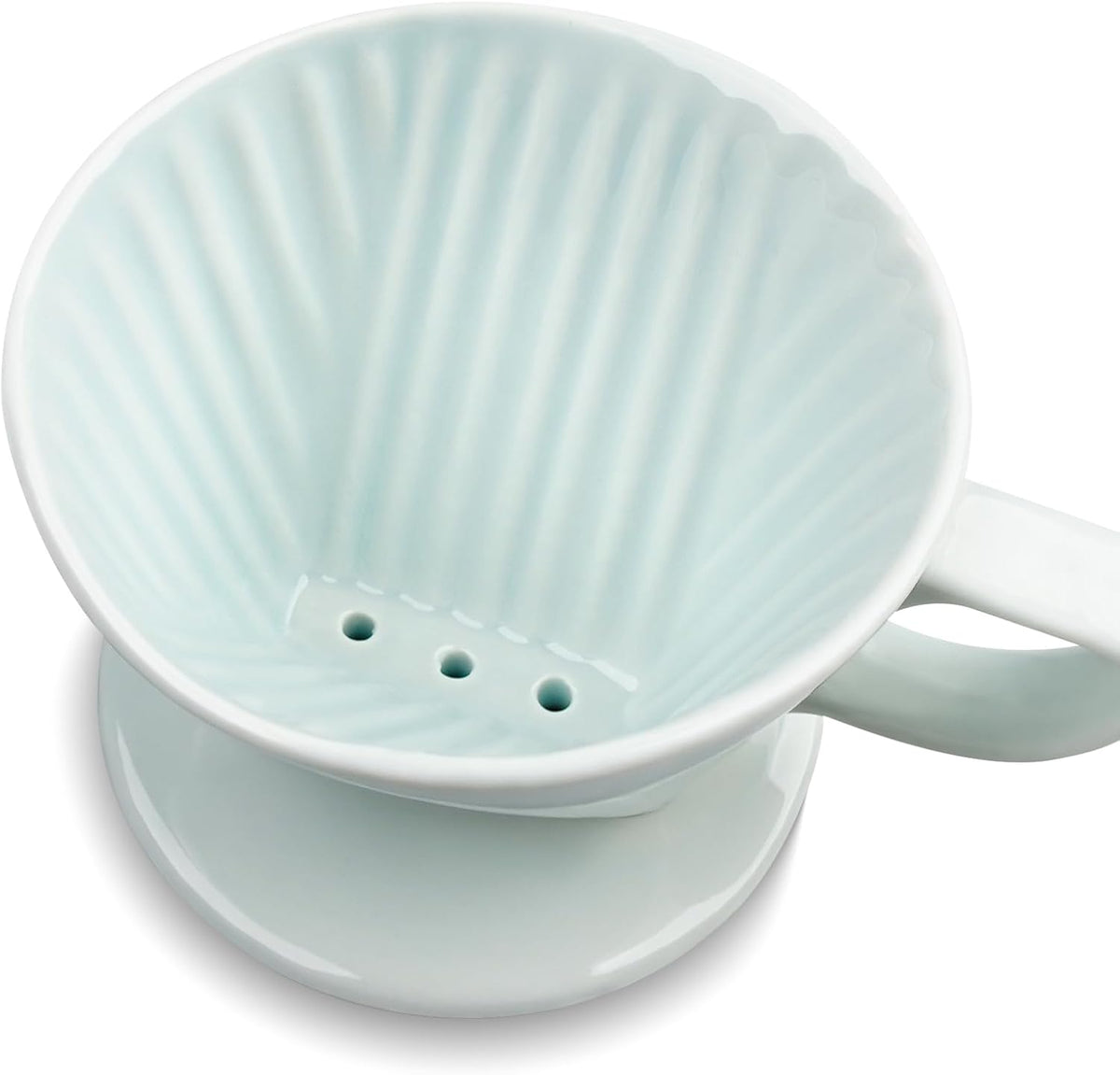 Handmade Pour Over Ceramic Coffee Dripper - Authentic Brewing Experience for Camping, Office, and Home (Blue)