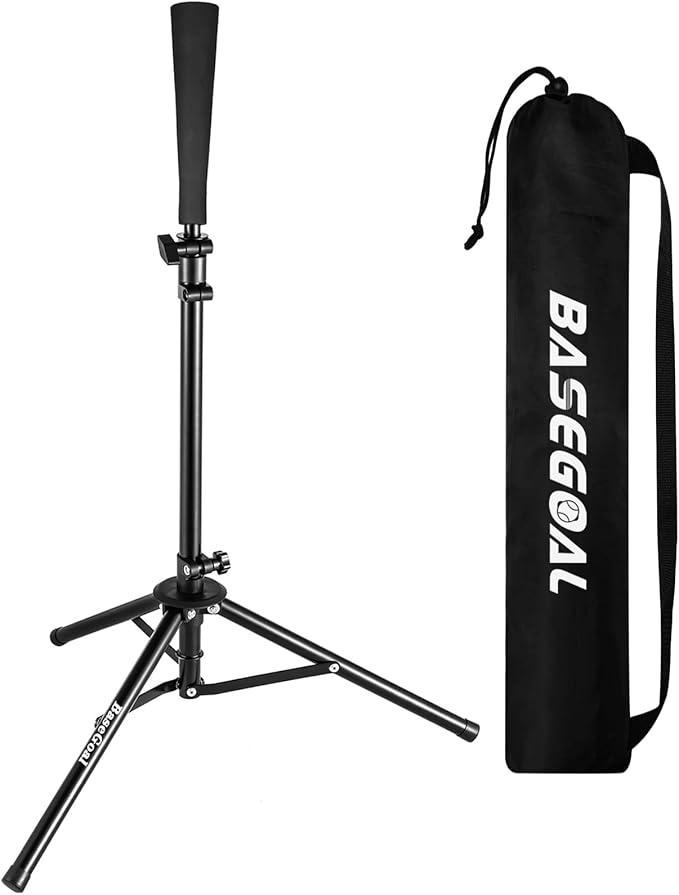 Batting Tee Baseball Tee,Softball Travel Portable Tee Tripod Stand Rubber Tee for Batting Training Practice with Carrying Bag