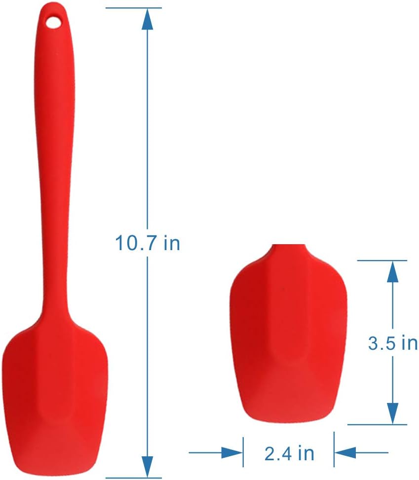 Silicone Spatulas, 10.6 inch Rubber Spoon Spatula Heat Resistant One Piece Design Seamless Non-Stick Spoonulas Flexible Scrapers Baking Mixing Tool (4 Pcs)