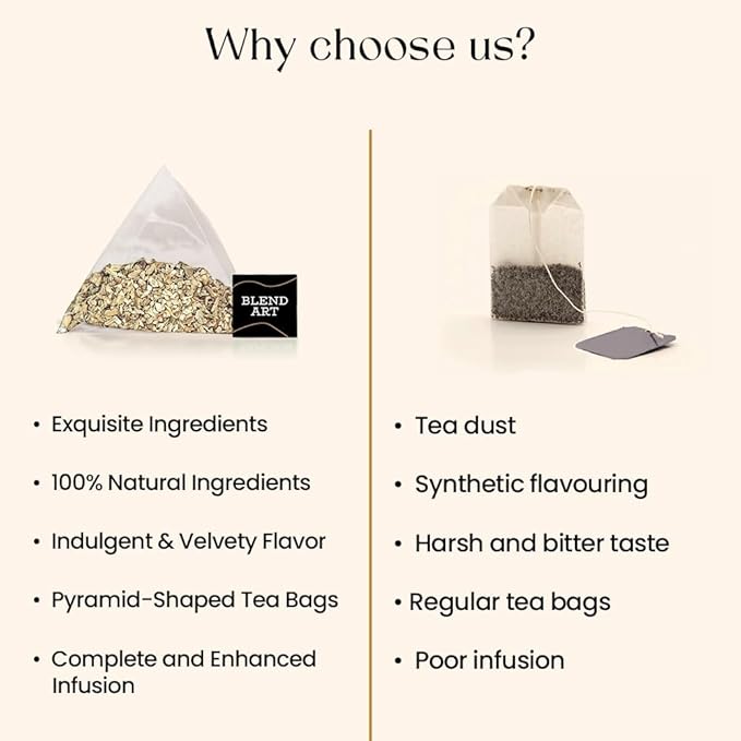 Blendart Ginger Tea Bags, 50 Tea bags - 100% Pure Ginger Root Tea Bag - Warm & Spicy Caffeine Free Ayurvedic Herbal Tea - Support Digestion & Boost Immunity Pyramid Teabags