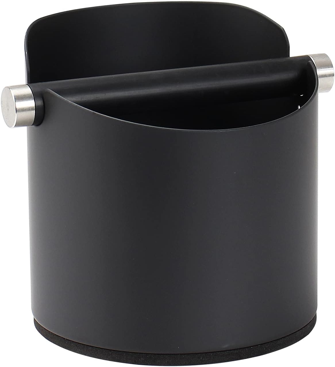 Large Size Coffee Knock Box, Espresso Knock Box Stainless Steel Espresso Machine Accessories with Removable Knock Bar and Non-Slip Base Coffee Grounds Container Bin (Black)