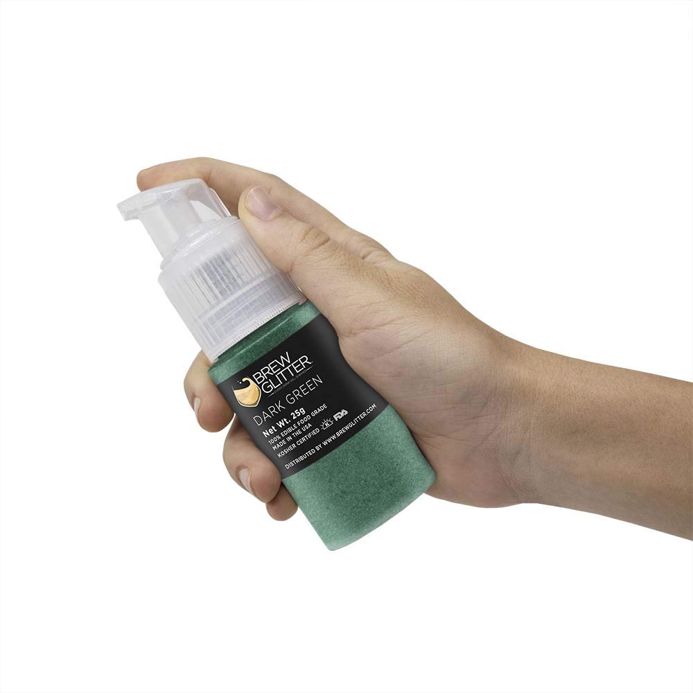 Brew Glitter - Dark Green (25g Spray Pump 1x Jar) | Edible Glitter for Drinks, Cocktails, Beer, Garnish & Beverages