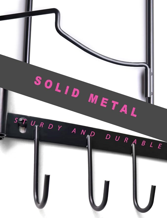 MRZZATA 5-Tiers Yoga Mat Holder Wall Mount, Metal Storage Rack for Mats/Wheels, Foam Roller and Block, Wall Rack with 3-Hooks for Hanging Stretching Strap, Resistance Bands, Yoga Accessories