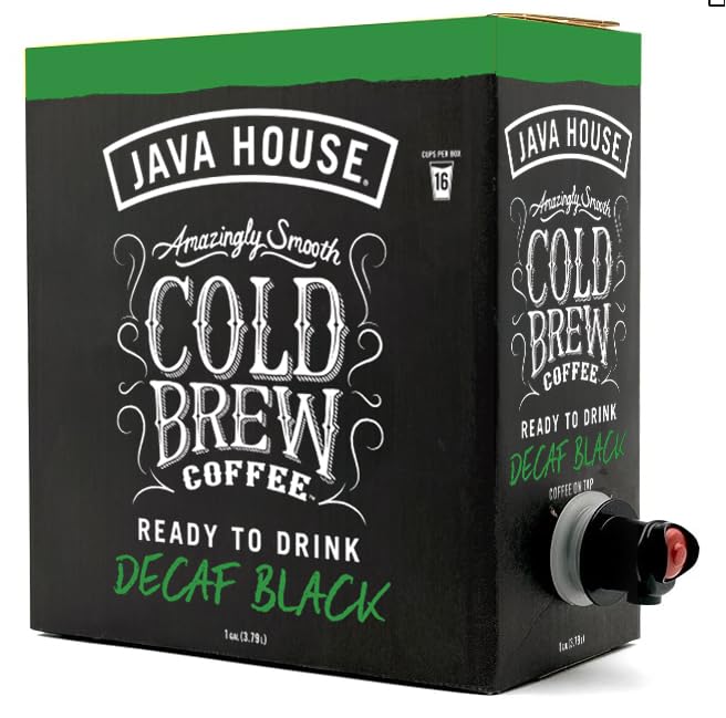Java House Cold Brew Coffee on Tap – Premium 100% Arabica Decaf – Smooth Decaf with Chocolate & Caramel Notes – 1 Gallon Box (16 Servings) – Ready to Drink, No Caffeine, No Brewing Required, Fridge-Friendly