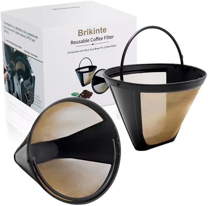 2 Pack Reusable Coffee Filter Replacement Compatible with Cuisinart Coffee Maker, 4 Cone Coffee Filter Basket for Cuisinart DCC-3200 DCC-1200