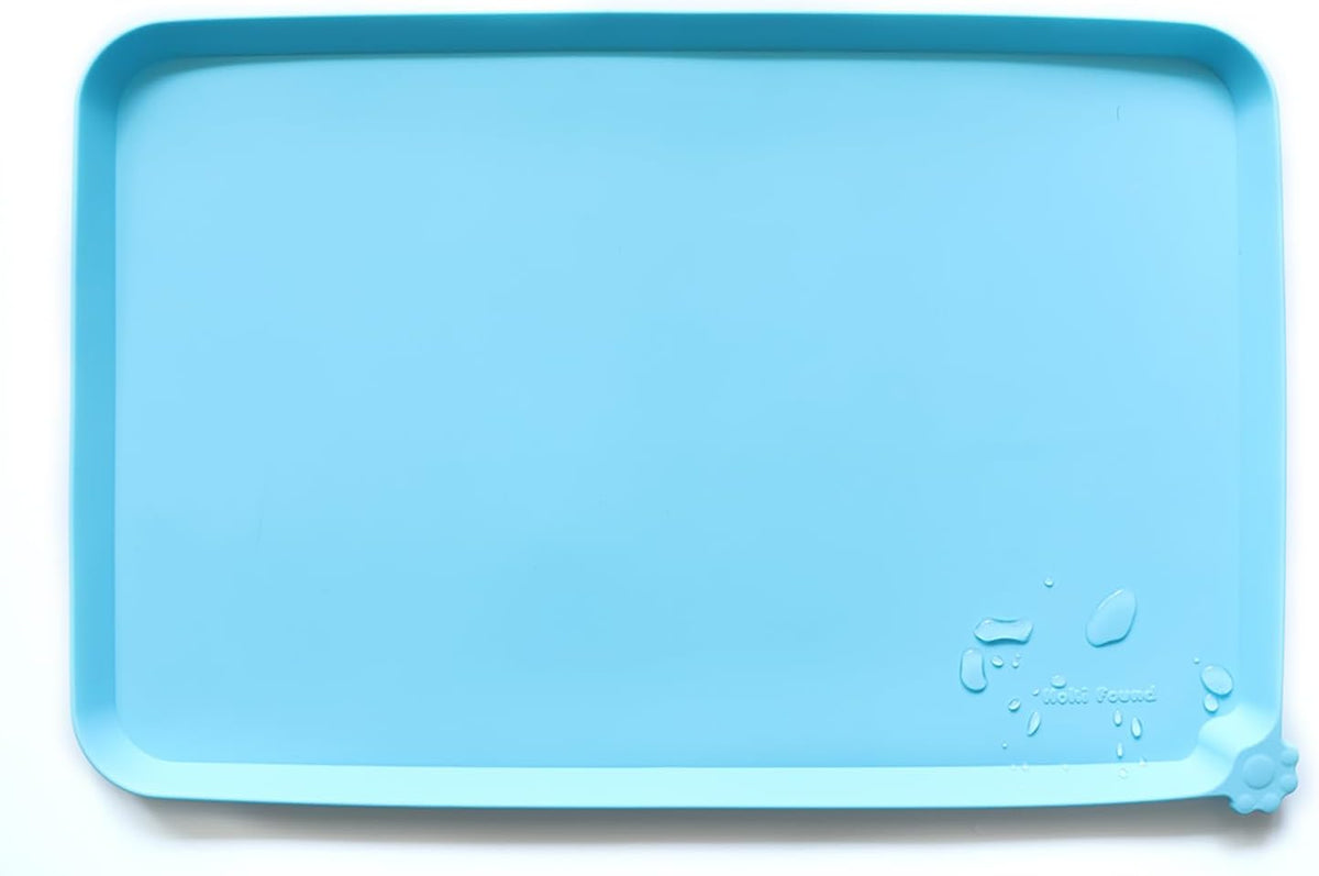 Hoki Found X-Large Silicone Pet Food Mats Tray - Non Slip Pet Dog Cat Bowl Mats Placemat - Dog Pet Cat Feeding Mat - Waterproof Dog Cat Food Mats -Pet Water Mats for Carpet - Arctic