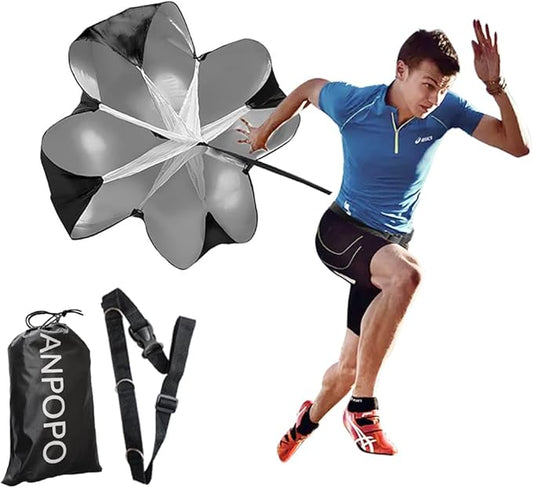 Bfsmile Running Speed Training 56" Parachute with Adjustable Strap, Free Carry Bag. Speed Chute Resistance Running Parachute for Kids Youth and Adults