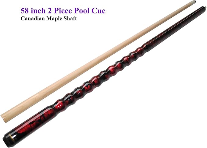 58" Pool Cue Stick,13mm 2-Piece Maple Hardwood Ergonomic Design Billiard Cues Kit,19/20/21oz
