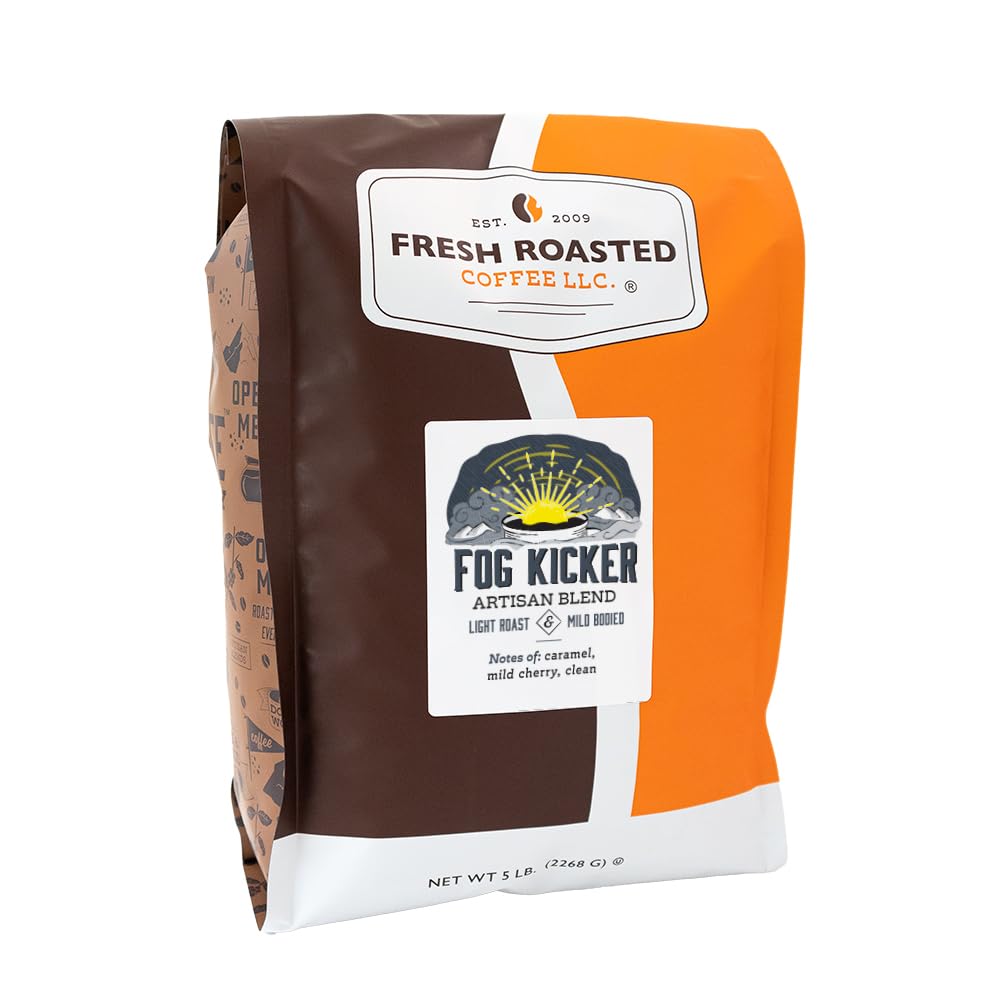 Fresh Roasted Coffee, Fog Kicker, 5 lb (80 oz), Light Roast, Kosher, Ground