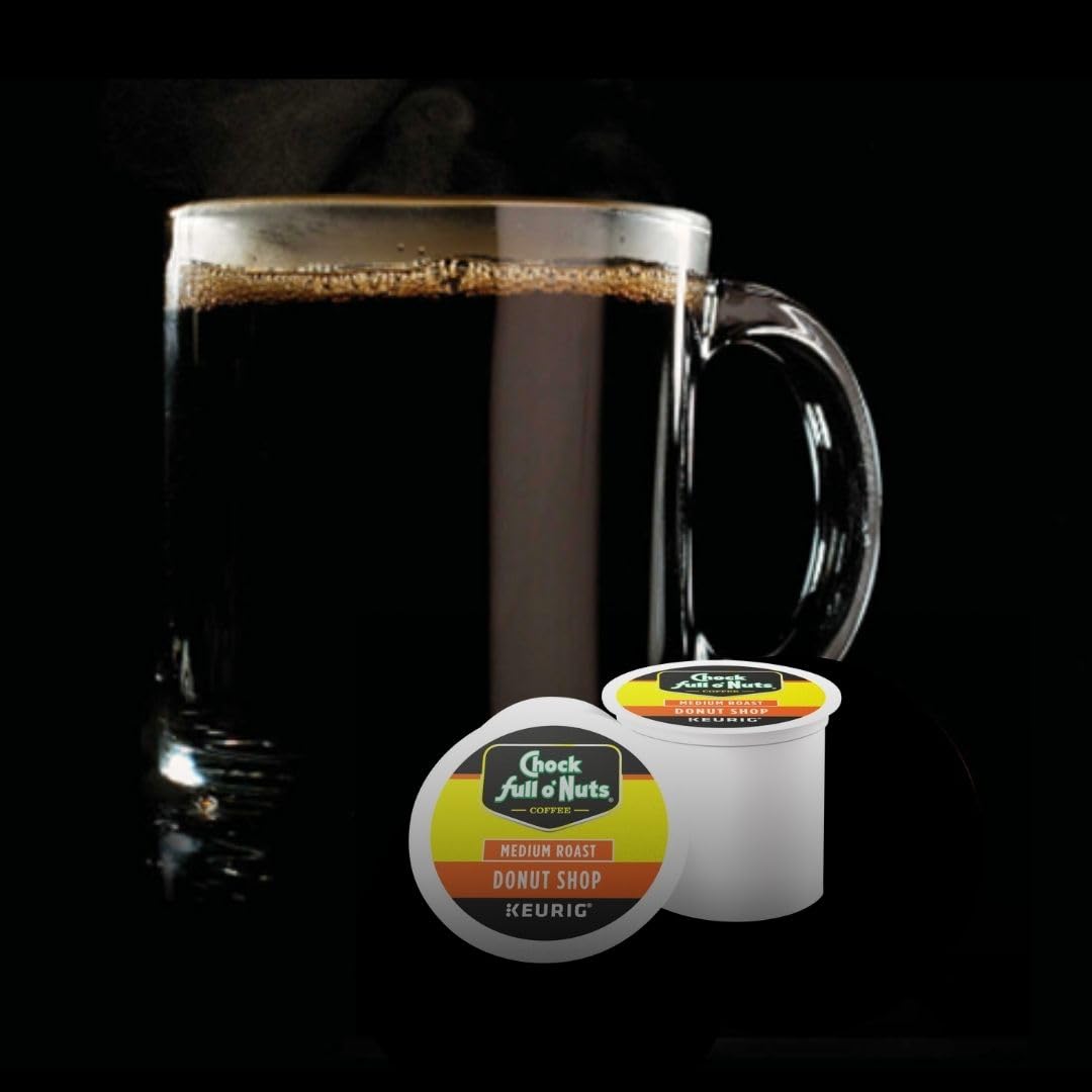 Chock full o’Nuts Donut Shop Keurig K-Cup Pods for Keurig Brewers – Premium Arabica, Medium Roast – Single Serve – 4 Packs of 24 K-Cup Pods
