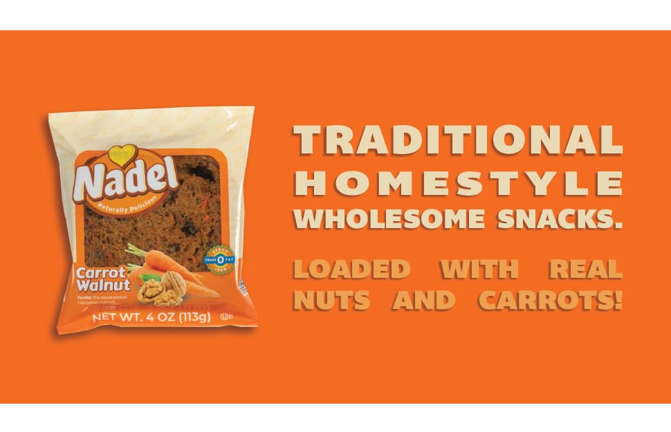 Nadel - NATURALLY DELICIOUS CARROT CAKE Slices, 8 Pack, Sweet Breads & Cakes Back to School lunch snack, breakfast bar