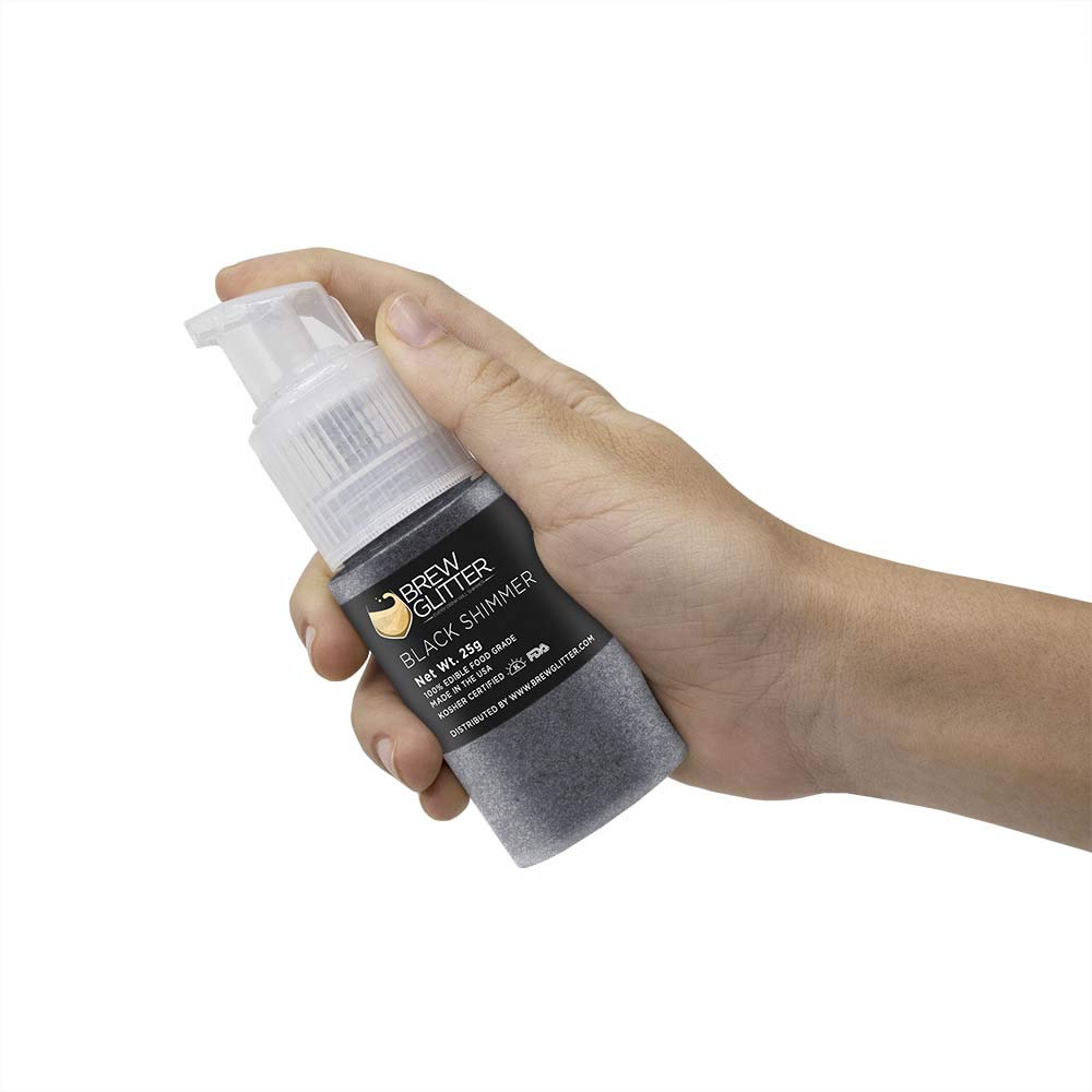 Brew Glitter - Black Shimmer (25g Spray Pump 1x Jar) | Edible Glitter for Drinks, Cocktails, Beer, Garnish & Beverages