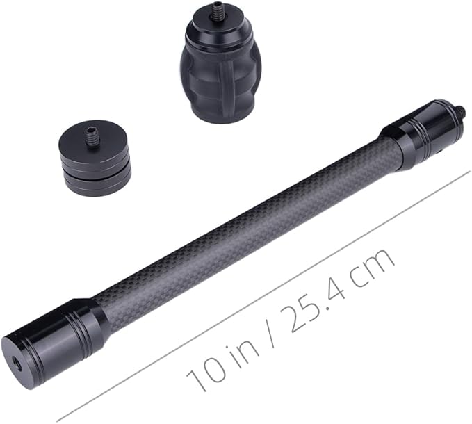 Archery Bow Stabilizer for Compound Bow, Carbon Fiber Bow Balance Bar, Damping System and Weights Kit, 6/8/10/12/in
