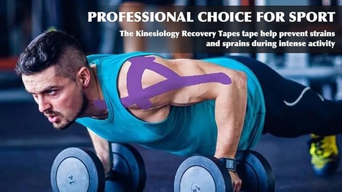 (3 Pack) Kinesiology Tape for Physical Therapy Sports Athletes–Latex Free Elastic Kinetic Tape 16ft Water Resistant Kinetic Uncut Sport Tape for Knee Pain, Shoulder Muscle & Elbow(Black+Blue+Beige)