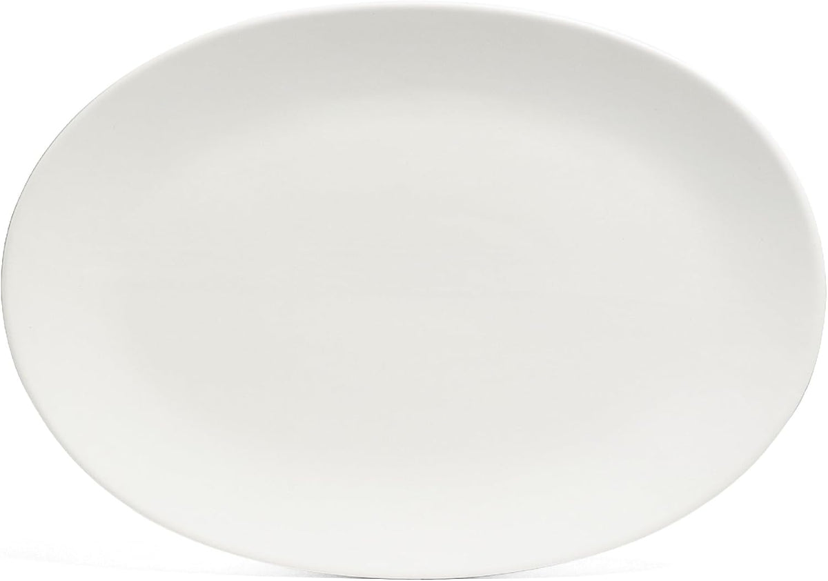 over&back Coupe Stoneware Serving Platter - Elegant 1-Piece Oval Serving Platter to Complete Your Kitchen Set - 16.4" x 11.5" - Semi-Matte White