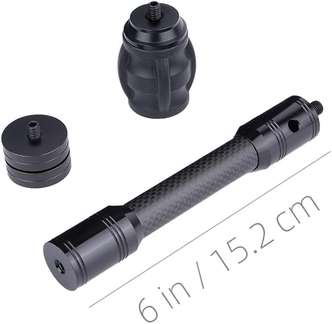 Archery Bow Stabilizer for Compound Bow, Carbon Fiber Bow Balance Bar, Damping System and Weights Kit, 6/8/10/12/in
