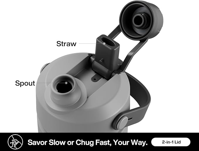 26 oz Insulated Water Bottle with 2-in-1 Straw and Spout Lid, Keep Cold 24H, Leak-Proof, Fits in Car Cup Holder, Stainless Steel Water Bottle for Sports, Travel, Gym, and School (Obsidian)