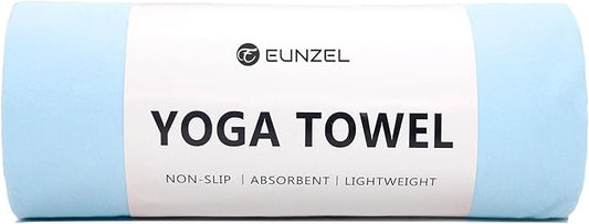 Eunzel Hot Yoga Towel Non Slip Yoga Mat Towel Non-Slip Sweat Absorbent Towel for Hot Yoga, Pilates and Workout 72" x 26.5", Blue