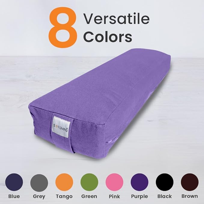 Sol Living Yoga Bolster Pillow Rectangular Meditation Cushion Cotton Meditation Accessories for Restorative Yoga Meditation Pillow Yoga Pillow Firm Body Pillow Bolster Pillow for Legs Removable Cover