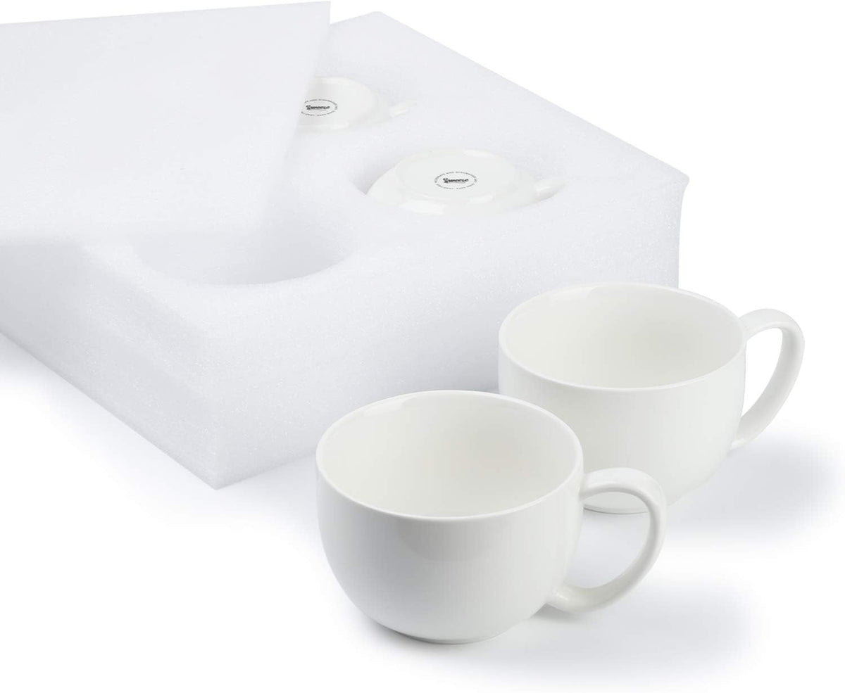 Sweese Porcelain 22oz Large Coffee Mugs Set of 4, Large Soup Mug with Handles Perfect for Coffee, Tea, Hot Chocolate, Microwave Safe, White