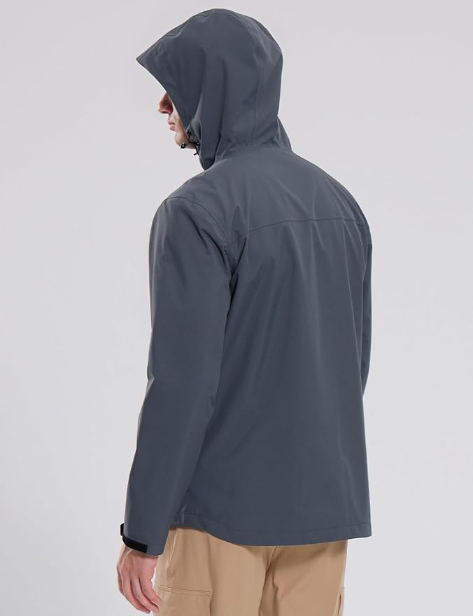baleaf Men's Rain Jacket Waterproof Breathable Raincoat with Hood for Outdoor Hiking Traveling Cycling Windbreaker