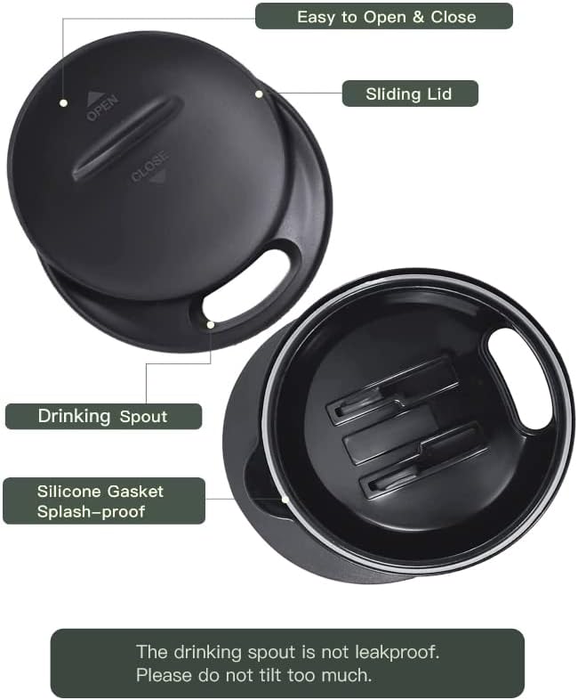 Ideus 16 oz Insulated Coffee Mug with Handle and Lid, Double Wall Stainless Steel Vacuum Thermal Coffee Mug, Travel Coffee Cup Thermal Cup for Home and Office, Storm Black