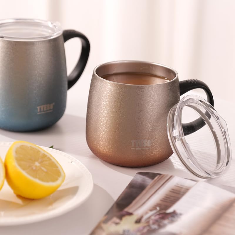 TYESO Office Coffee Mug,Vacuum Insulated Mug Double Wall Stainless Steel Cup (Rose Gold, 16 oz)