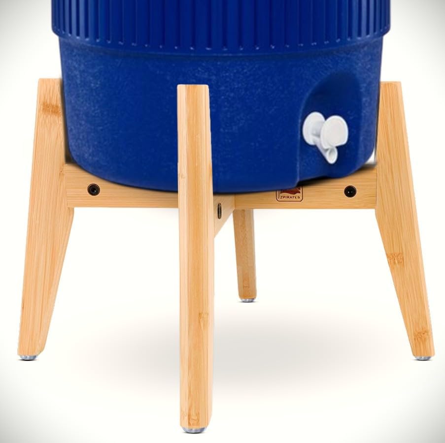 ZPirates 5 Gallon Water Dispenser Stand - Use to Hold Dispensers Jugs Bottles Jars and Ceramic Crocks, Holds 3 to 5-Gal Load, Adjustable - Bamboo Wood