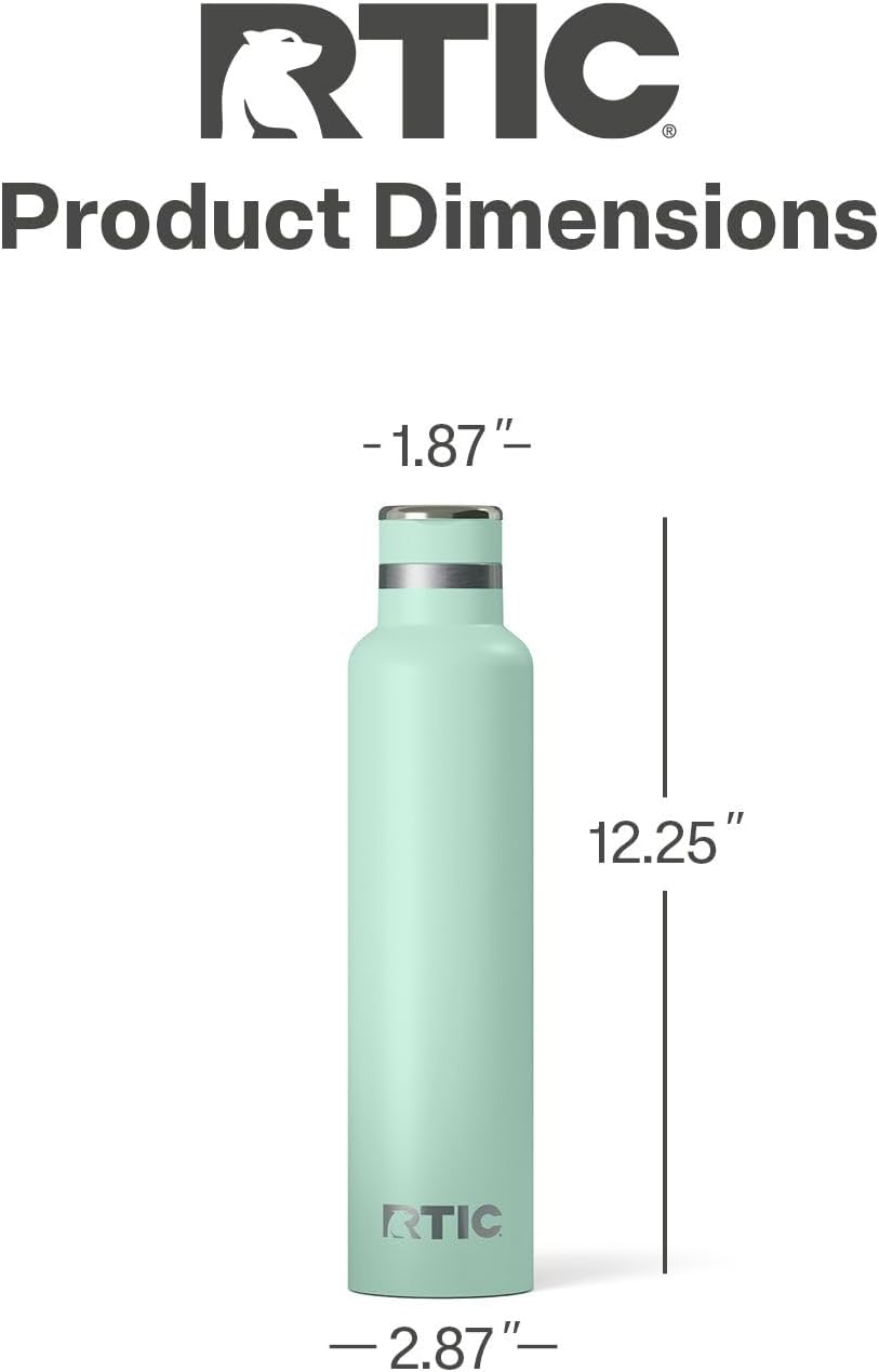 RTIC 26oz Journey Bottle Metal Stainless Steel Vacuum Insulated, BPA Free, Reusable, for Water, Hot and Cold Drinks, Travel, Sports, Camping, Fresh Mint