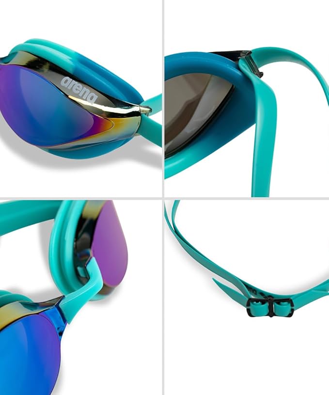 ARENA Unisex Python Racing Swim Goggles for Men and Women Anti-Fog No Leak Max Comfort Dual Strap, Mirror/Non-Mirror Lens