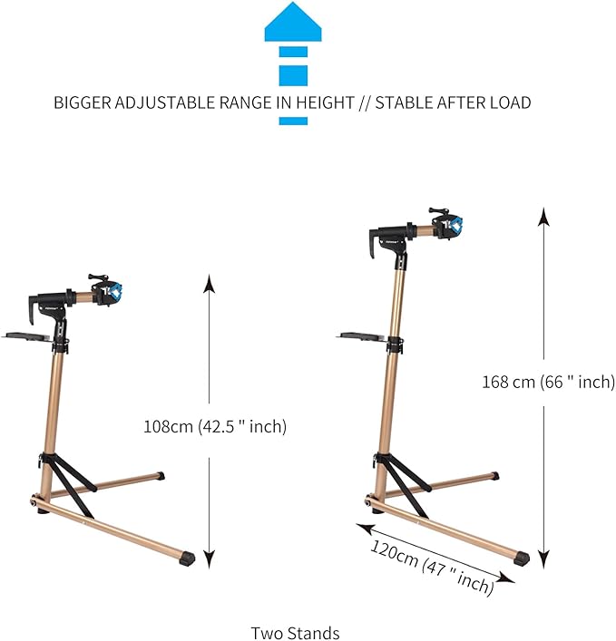Bike Repair Stand -Shop Home Bicycle Mechanic Maintenance Rack，bike rack (golden（two legs）)