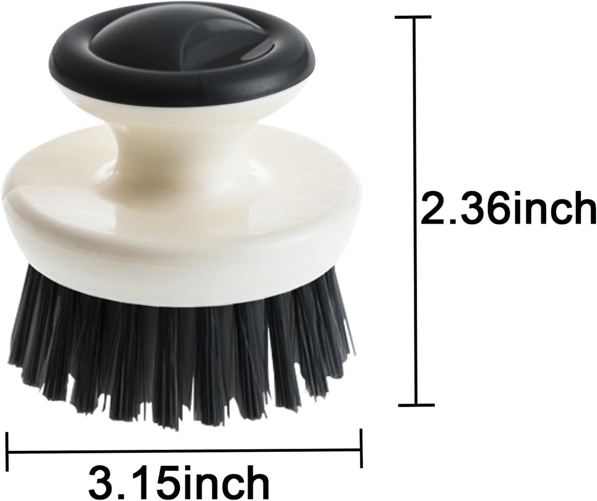 Dish Scrub Brush,Ergonomic Grip Palm Brush,Kitchen Scrub Brushes for Cleaning, Dish Scrubber with Stiff Bristles for Sink, Pots, Pans (Grey+Black)