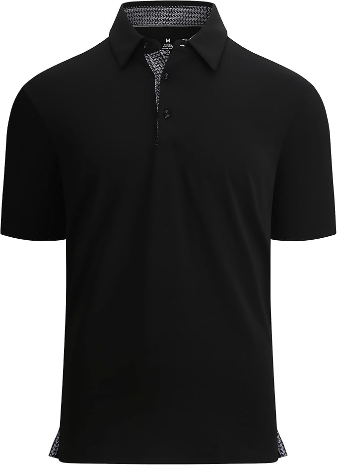 Alex Vando Mens Golf Shirt Moisture Wicking Quick-Dry Solid Short Sleeve Polo Shirts for Men