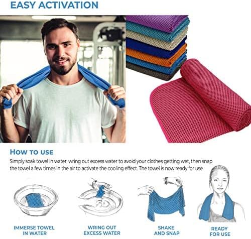 8 Packs Cooling Towel (40 x 12), Ice Towel, Microfiber, Soft Breathable Chilly Towel Stay Cool for Yoga, Workout, Sport, Gym, Camping, Fitness, Running, Workout & More Activities - Multicolor