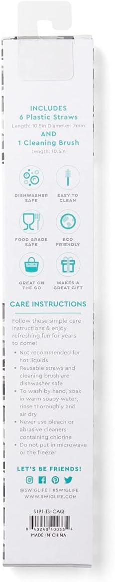 Swig Life Reusable Straws Incognito Camo + Aqua Tall Straw Set & Cleaning Brush, Each Straw is 10.25 inch Long (Fits Swig Life 20oz Tumblers, 22oz, and 32oz Tumblers)