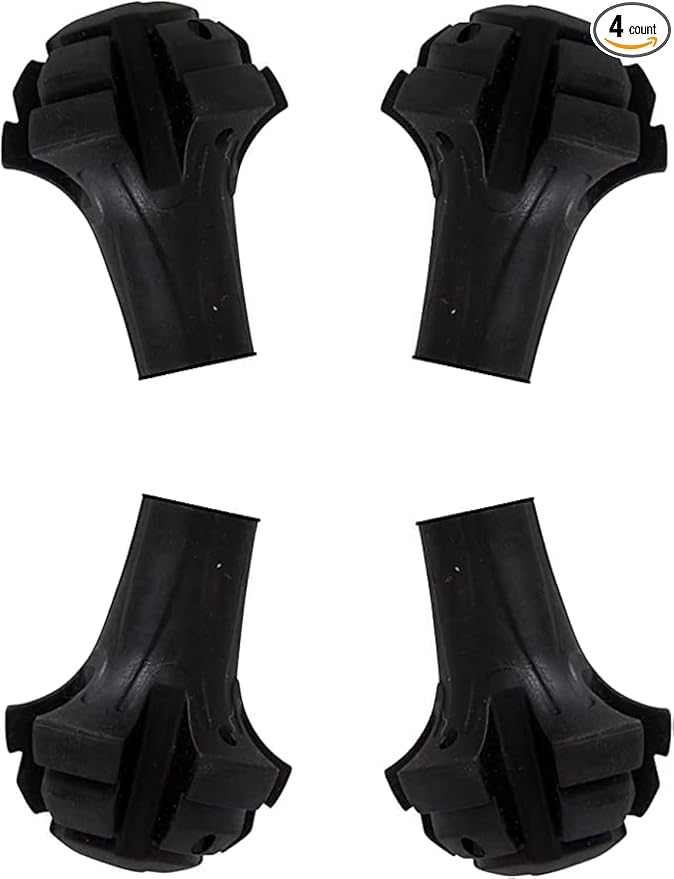 4 Pack of Extra Durable Rubber Replacement Tips (Replacement Feet/Paws/Ferrules/Caps) for Trekking Poles - Fits All Standard Hiking and Nordic Walking Poles