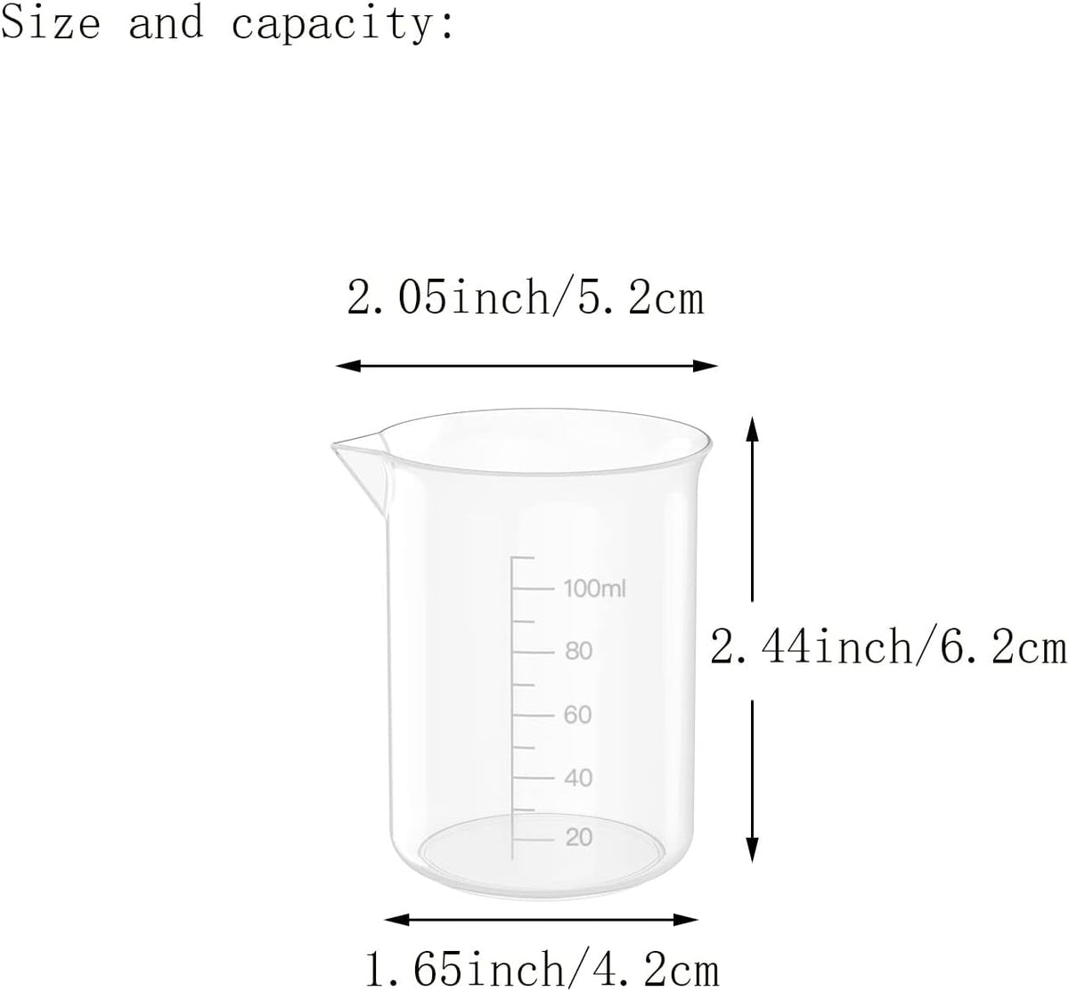 10 Oz Transparent Lab Measuring Cup, 300ml Plastic Beaker Cups, for Science Experiment, Liquid Measuring, 12 Pcs