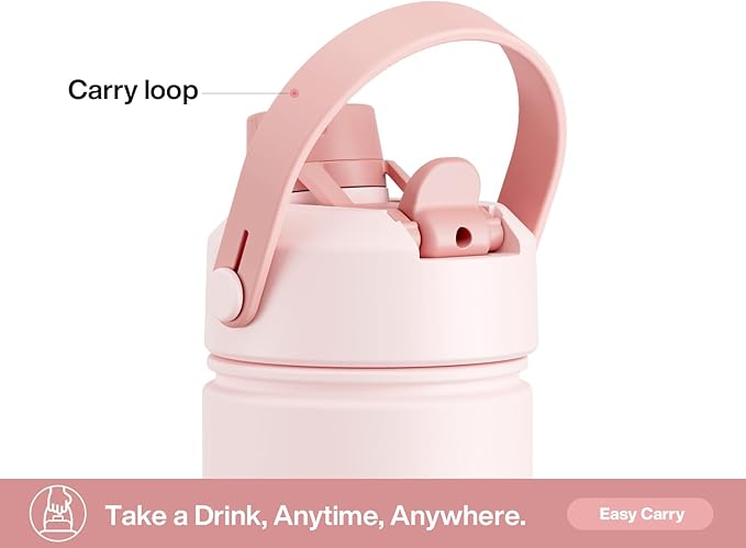 26 oz Insulated Water Bottle with 2-in-1 Straw and Spout Lid, Keep Cold 24H, Leak-Proof, Fits in Car Cup Holder, Stainless Steel Water Bottle for Sports, Travel, Gym, and School (Mushie Belle)