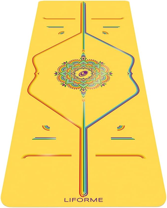 Liforme Printed Yoga Mat Collection - Free Yoga Bag Included - Patented Alignment System, Warrior-like Grip, Non-Slip, Eco-friendly, Sweat-resistant, Long, Wide and Thick for Comfort