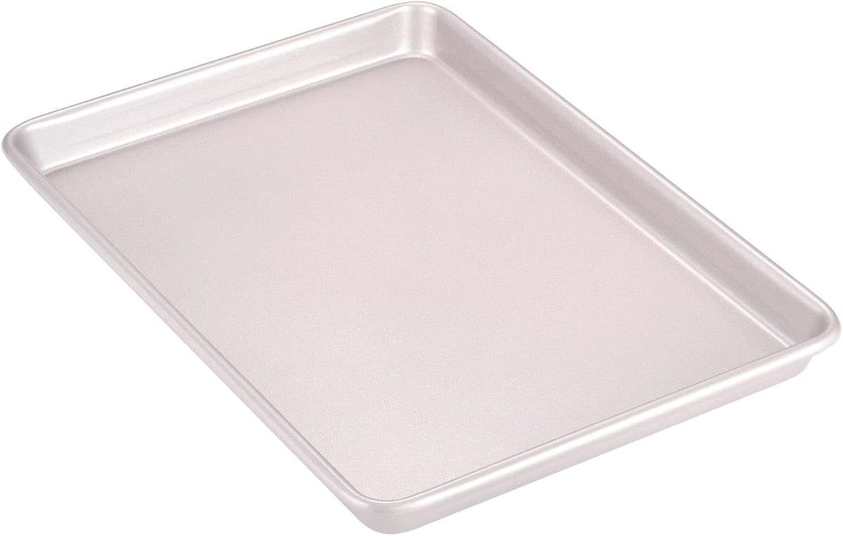 CHEFMADE 13-Inch Rimmed Baking Pan, Non-Stick Carbon Steel Cookie Sheet Pan for Oven Roasting Meat Bread Jelly Roll Battenberg Pizzas Pastries 9.7" x 13.6" x 1" (Champagne Gold)