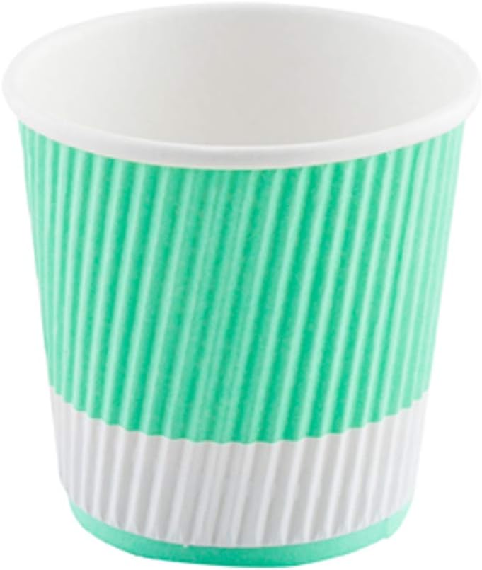 Restaurantware 8 Ounce Double Wall Disposable Coffee Cups, 500 Insulated Light Green Paper Tumblers Ripple Wall Design, Lids Sold Separately for Hot Drinks like Tea, Hot Chocolate and More