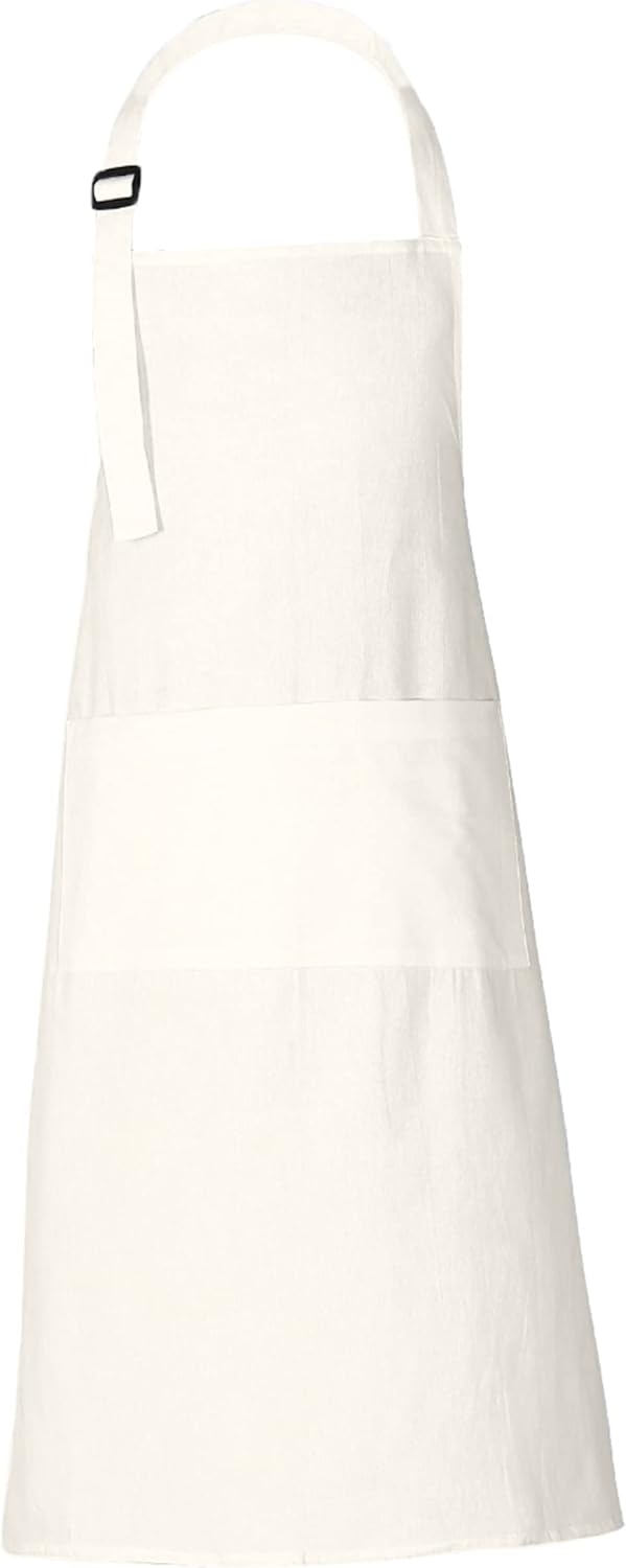 RAJRANG 100% Cotton Cooking Apron with 3 Pockets Kitchen Chef BBQ Adjustable Bib Aprons for Women Men
