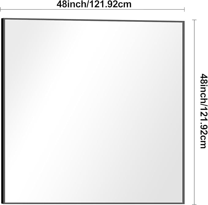 Bathroom Mirror,48x48 inch Large Wall Mirror for Bathroom Wall Mounted,Black Rectangle Wall Mirrors,Square Mirror for Living Room,Farmhouse, Bedroom Entryway, Horizontal/Vertical