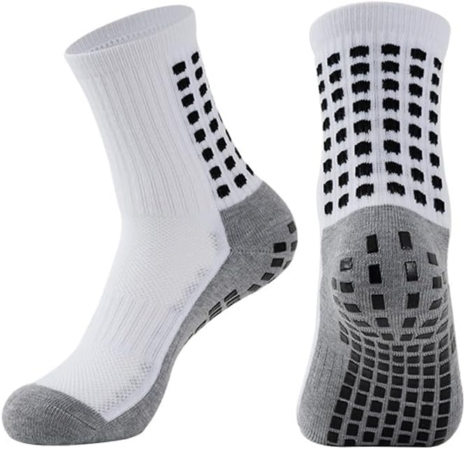 2 Set Anti-Slip Grip Soccer Socks with Shin Guard Sleeves, Sports Athletic Socks for Men Women