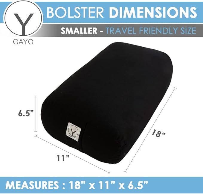 GAYO Yoga Bolster for Restorative Yoga - 100% Cotton, Includes Washable Cover and Carry Bag